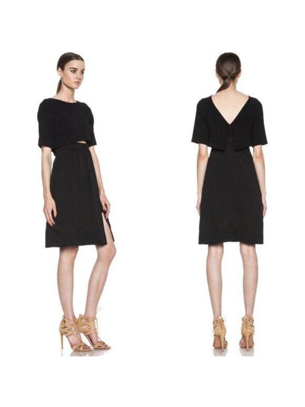 A.L.C Wray Cutout Overlay Slit Pencil Midi Dress